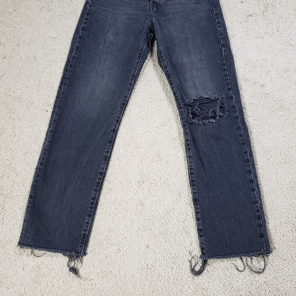 Levi's Wedgie Straight Jeans Women 26x28 Black Raw Hem Premium - Picture 4 of 14